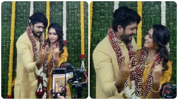 Fans overjoyed as glimpses of Hariprriya and Vasishta Simha's engagement ceremony go viral