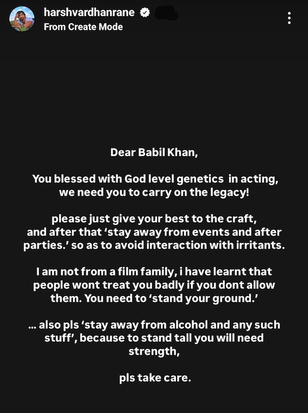 Harshvardhan Rane via Instagram Story