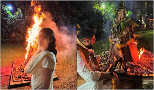 Holi 2024 – Abhishek Bachchan, Aishwarya Rai, Navya Nanda celebrate Holika Dahan, Watch inside pics