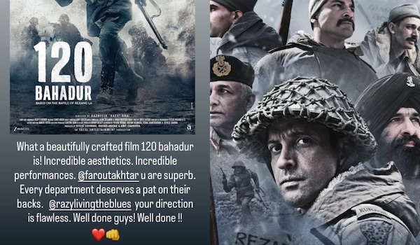 Hrithik Roshan reviews Farhan Akhtar's 120 Bahadur (Left Image Credit: Hrithik Roshan Instagram Story)