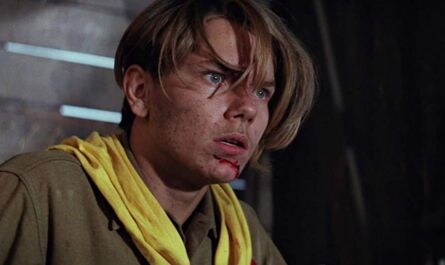 When Harrison Ford was just 20 years old, he was in a vehicle accident in southern California and cut his chin. This injury is described in the franchise by a young Indiana Jones slashing his chin with which object?							