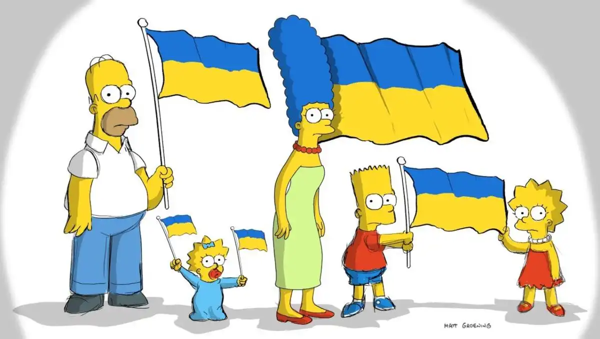 The Simpsons family extends solidarity to Ukraine by raising country's flag in new cartoon