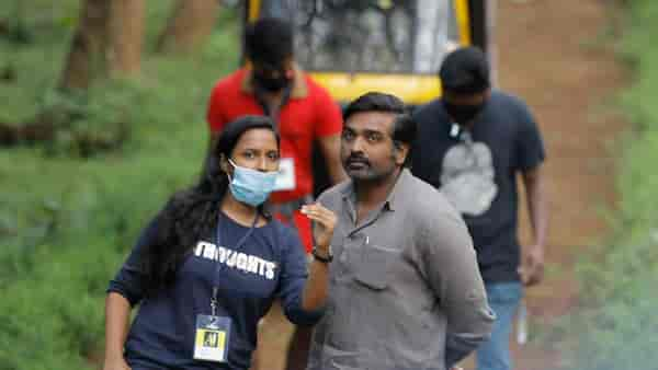 Indhu VS and Vijay Sethupathi at the sets of 19(1)(a)