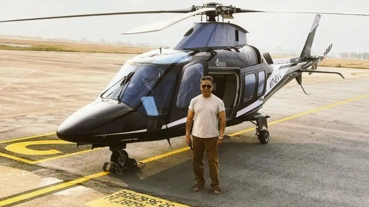 Indian 2: Kamal Haasan lands at Andhra Pradesh for shooting in a helicopter, pics take the internet by storm