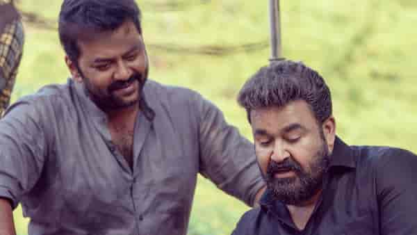 Indrajith Sukumaran and Mohanlal on the sets of Ram