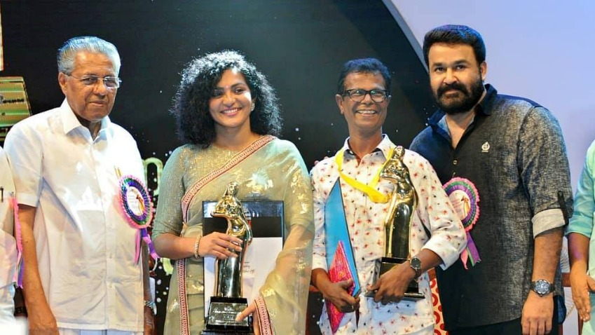 Indrans after winning the Kerala State Award for Best Actor