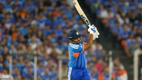 Sanju Samson became the second Indian after Virat Kohli to score fifties in semi-final and final of the same T20 World Cup edition. Image | BCCI on X