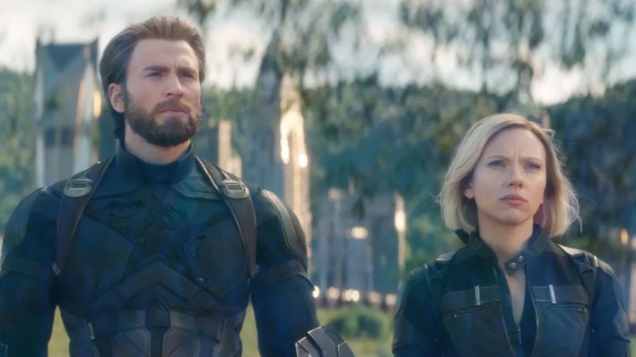 Chris Evans and Scarlett Johansson in Avengers: Infinity War