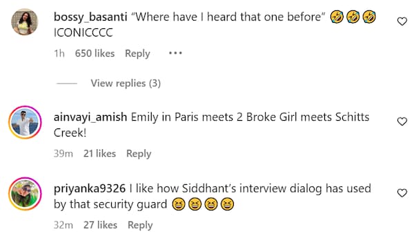 Instagram Comments from Ananya Panday's post