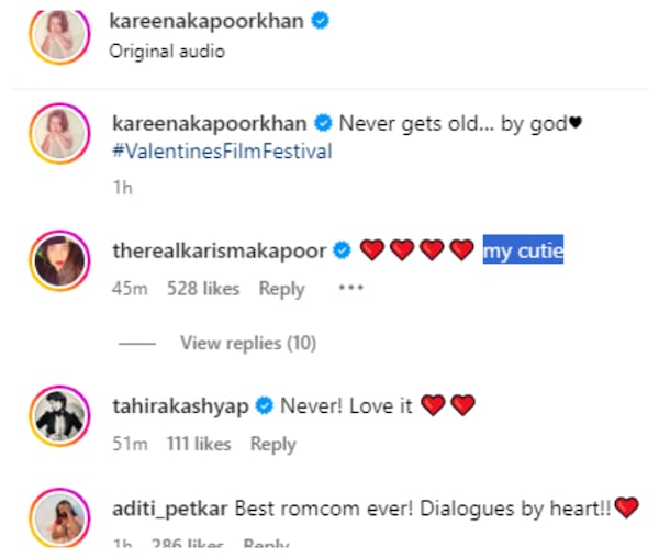 Kareena's post reactions