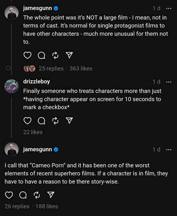 James Gunn's comment on Threads.net