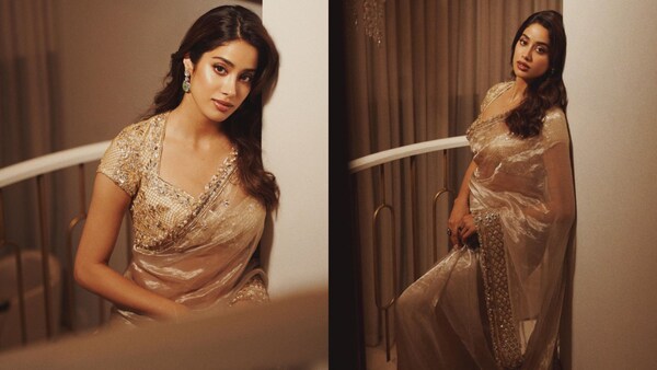 Janhvi Kapoor dons a golden saree at Ambani’s Ganesh Chaturthi celebration; wins hearts of Shikhar Pahariya, Orry