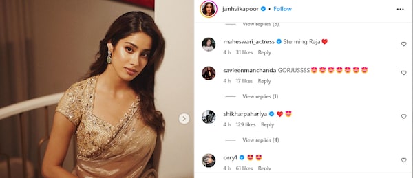 Janhvi Kapoor's Instagram Post: Comments Section