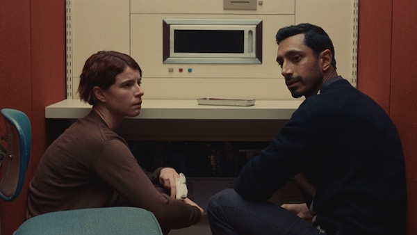 Jessie Buckley and Riz Ahmed in a still from Fingernails. Apple TV