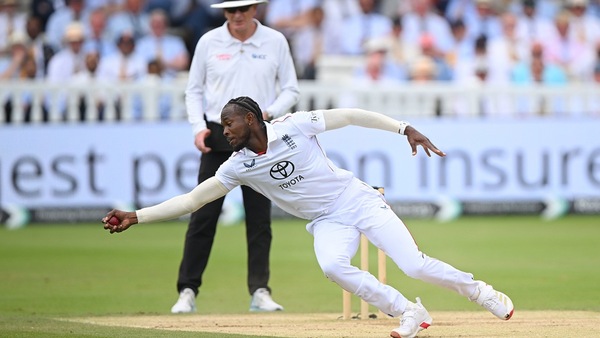 Jofra Archer in action during the 3rd Ind vs Eng Test Match final on Monday, 14 July 2025. Photo via England Cricket