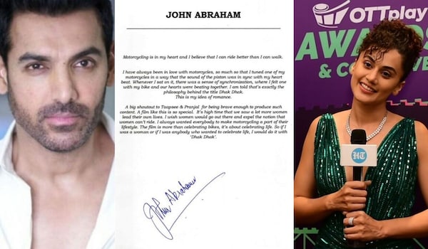 John Abraham congratulates Taapsee Pannu for her film Dhak Dhak; the actress reciprocates with gratitude