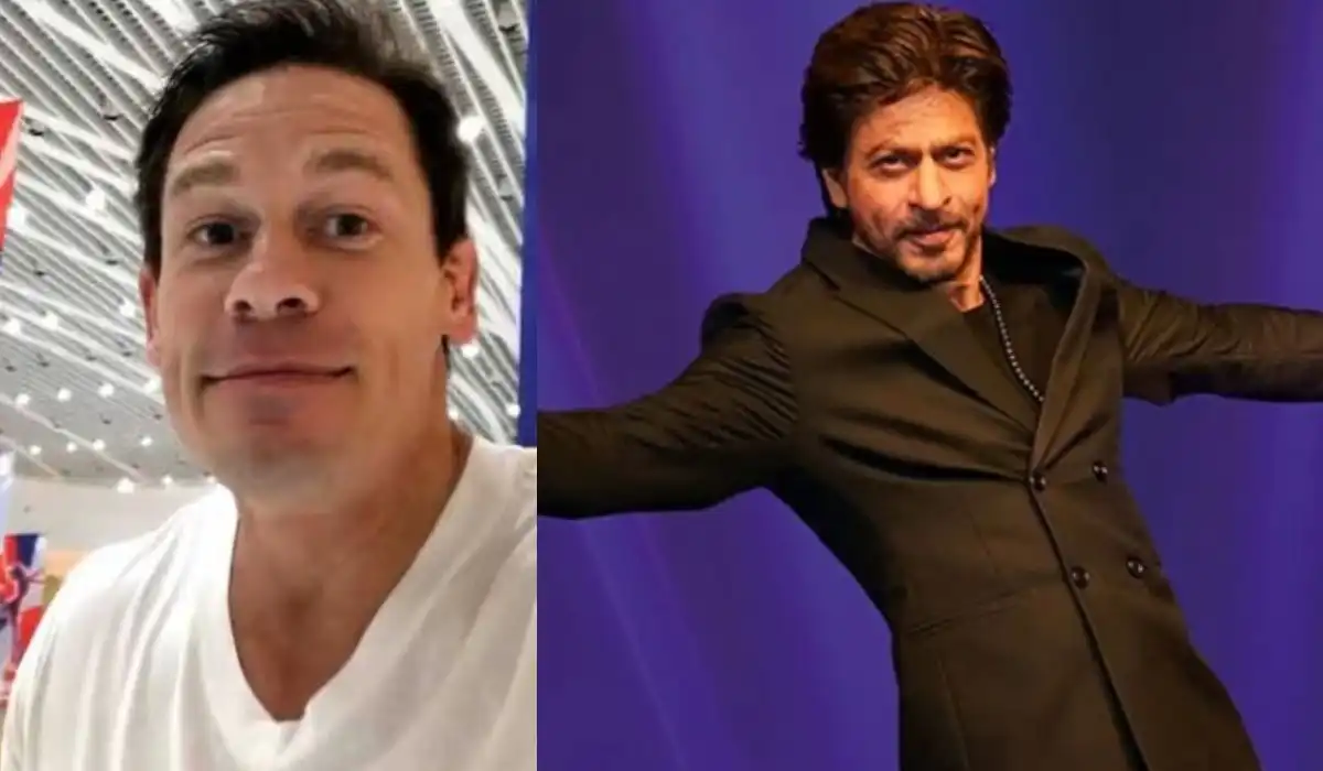 WWE wrestler John Cena shares Shah Rukh Khan's photograph in his iconic pose; internet is super happy!