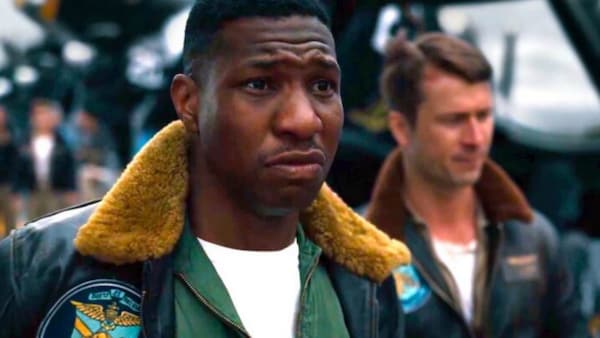 Jonathan Majors and Glen Powell in a still from Devotion