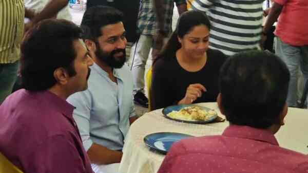 Suriya visits Mammootty, Jyotika on the set of Jeo Baby's Kaathal, pictures go viral on social media