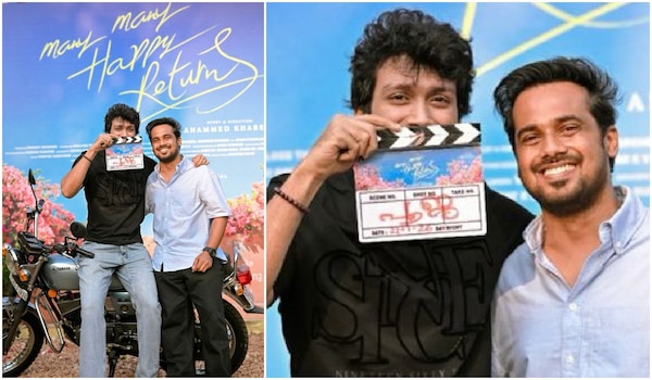 Kalidas Jayaram and Ahammed Khabeer at Many Many Happy Returns' puja ceremony