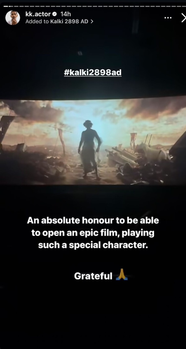 Kalki 2898 AD actor's Krishna Kumar's Instagram story.