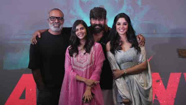 Kalyani with the team of Antony, comprising Joju George,  Chemban Vinod Jose and Nyla Usha