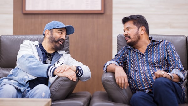 Kamal Haasan and Shankar at Indian 2 Chennai trailer launch.