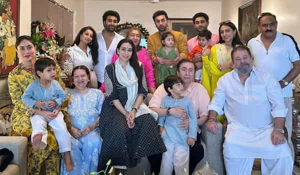 PICS: Ranbir Kapoor adorably looks at daughter Raha as they celebrate Ganesh Chaturthi with Kareena Kapoor, Karisma, Taimur, Jeh and family