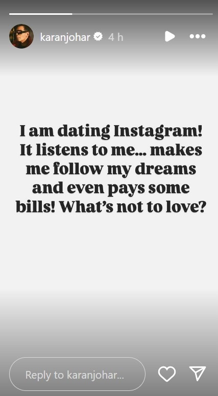 Karan Johar's Instagram story