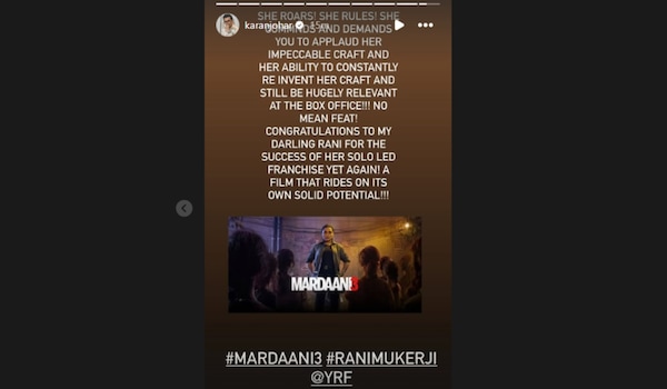 Karan Johar reviews Mardaani 3