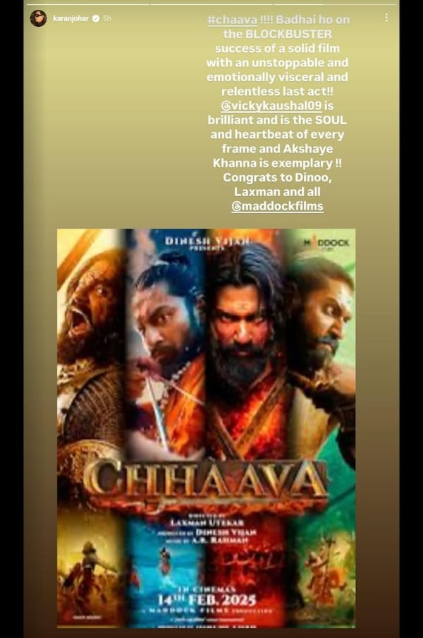 Karan Johar reviews Vicky Kaushal's Chhaava