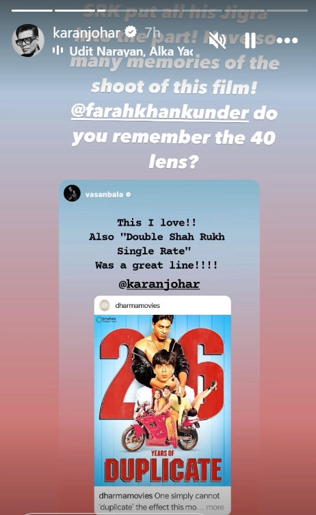 Karan Johar's Instagram story