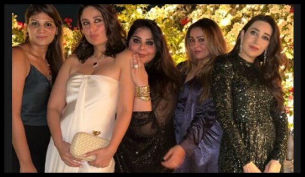 PARTY Time! Kareena Kapoor dolls up for Shah Rukh Khan’s glamorous B’Day bash with sister Karisma Kapoor and Bff Amrita Arora.  Pics INSIDE
