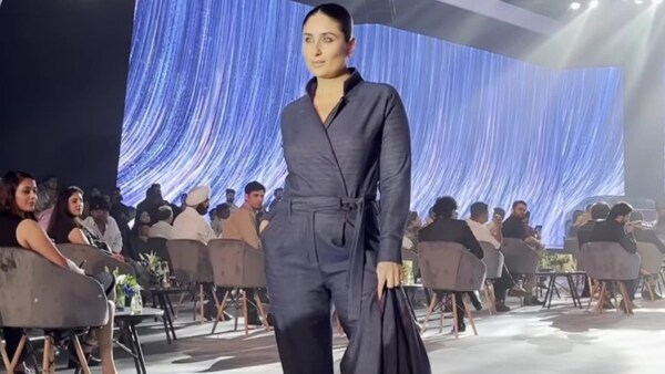Watch: Kareena Kapoor Khan dominates the runway in a blue jumpsuit at an event