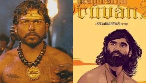 Karthi from Aayirathil Oruvan; Poster of its sequel (right)