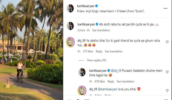 Kartik Aaryan's reply to a fan on his latest reel