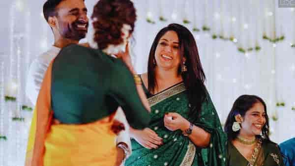 Kavya Madhavan and Srindaa attend Meera Nandan's engagement