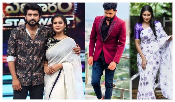 Kavya Shree with Bigg Boss 8 winner Nikhil