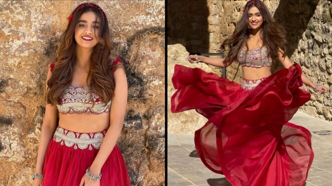 PHOTOS: Keerthy Suresh paints the town red with this stunning lehenga look