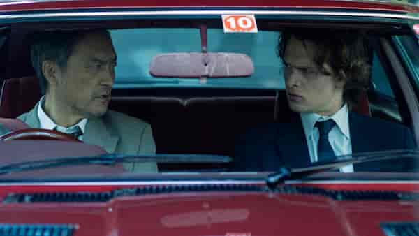 Ken Watanabe and Ansel Elgort in Tokyo Vice