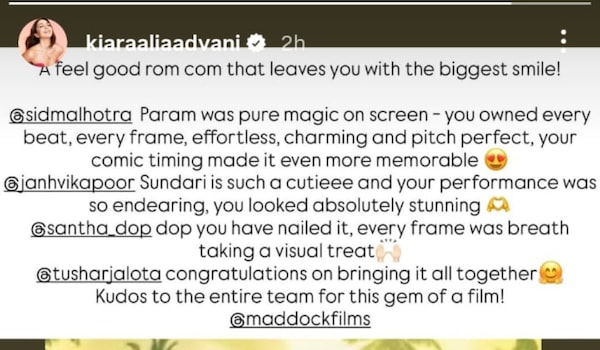 Kiara Advani via Instagram Story