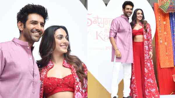 Kiara Advani, Kartik Aaryan dance together at Satyaprem Ki Katha promotions; later latter lovingly helps her wear footwear