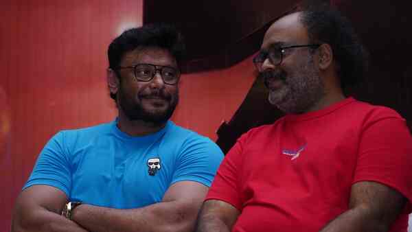 Darshan and V Harikrishna at the press meet