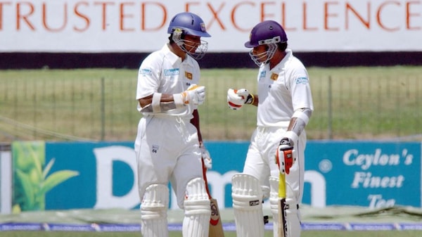 Kumar Sangakkara and Mahela Jayawardene during their record breaking 624-run partnership.