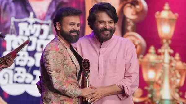 Kunchacko Boban and Mammootty at an awards function at the UK