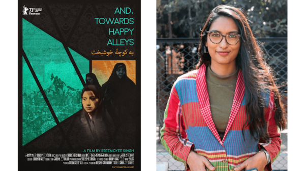 (L) Poster for And, Towards Happy Alleys; (R) Sreemoyee