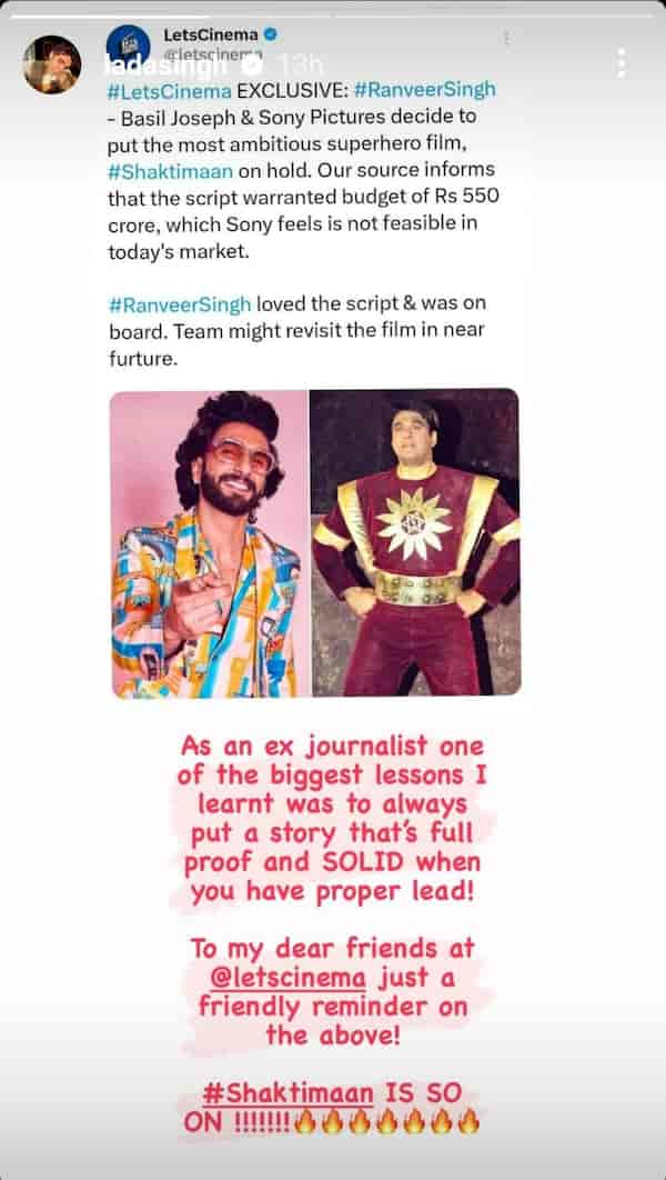 Lada Guruden Singh's post on Shaktimaan | Photo: Instagram