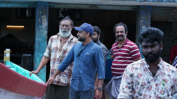 Lal, Jude Anthany Joseph and Narain during the shoot of 2018
