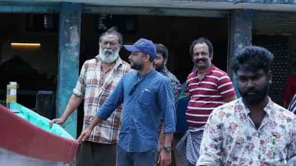 Lal, Jude Anthany Joseph and Narain during the shoot of 2018