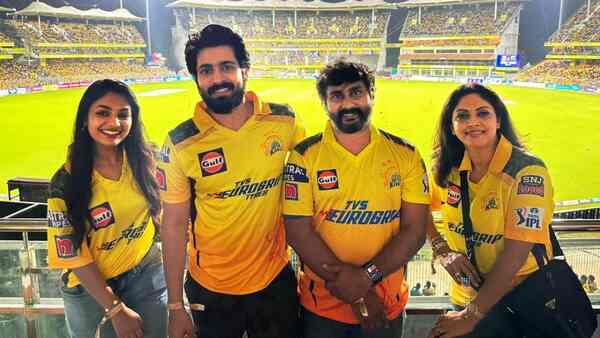 Harish Kalyan, Ivana take a break from LGM, enjoy producer MS Dhoni's performance in CSK vs LSG match